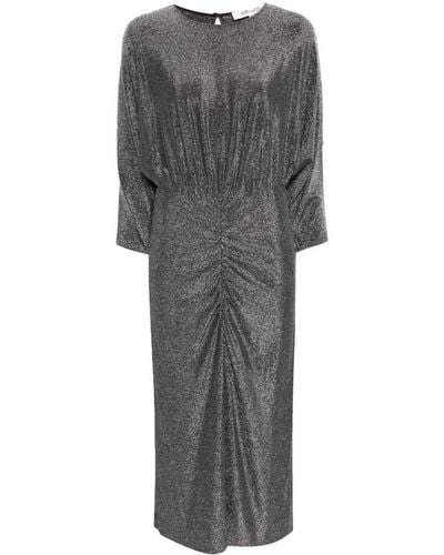 Diane von Furstenberg Chrisey Metallic Midi Dress - Grey