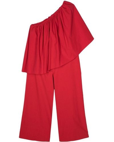 Bimba Y Lola One-shoulder Poplin Jumpsuit - Red
