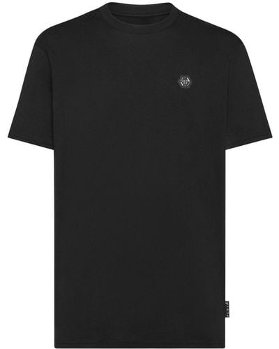 Philipp Plein T-Shirt mit Logo-Patch - Schwarz