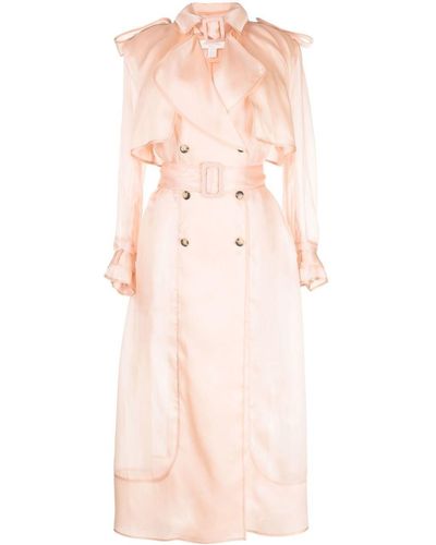 Matériel Double-breasted Long Coat - Pink