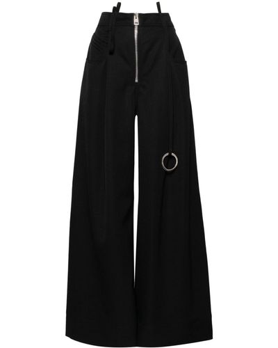The Attico Pantalon en laine à coupe ample - Noir
