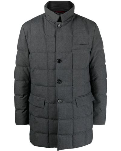 Fay Notched-collar Quilted Down Jacket - Gray