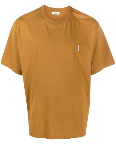 Sandro T-Shirt mit Logo-Print - Braun