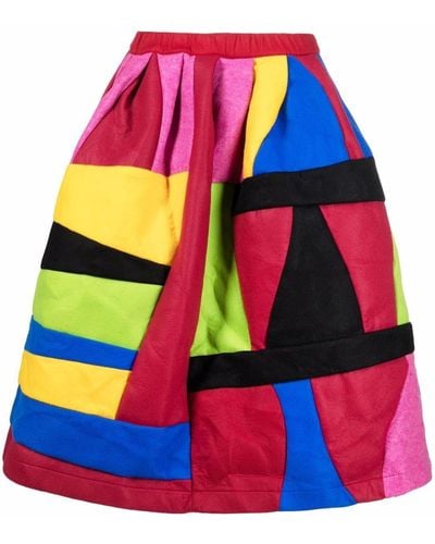Comme des Garçons Colour-block Full Knee-length Skirt - Red
