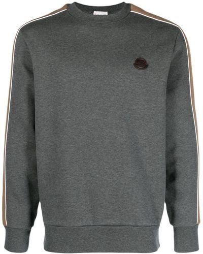 Moncler Logo-patch Stripe-detail Sweater - Gray