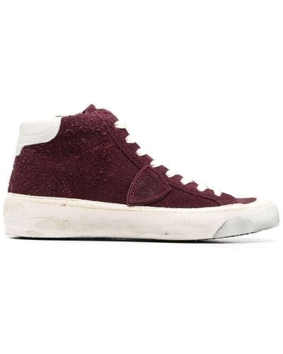 Philippe Model Distressed High-top Sneakers - Purple