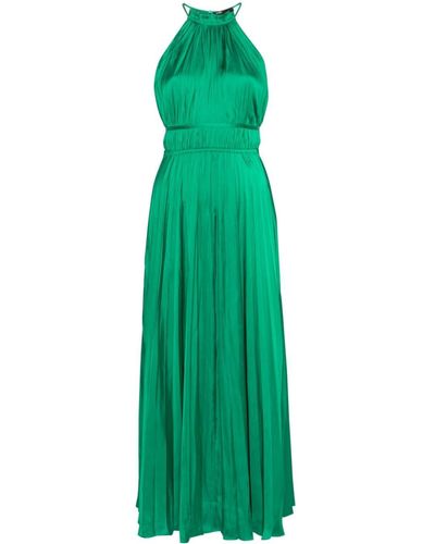 Maje Pleated Satin Maxi Dress - Green