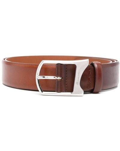 Santoni Logo-engraved Leather Belt - Brown