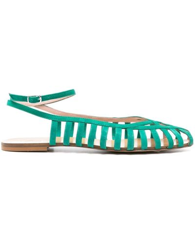 Anna F. Caged Suede Sandals - Green