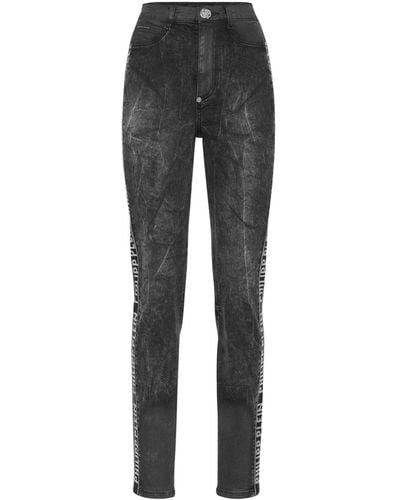 Philipp Plein Crystal-embellished Skinny Jeans - Gray