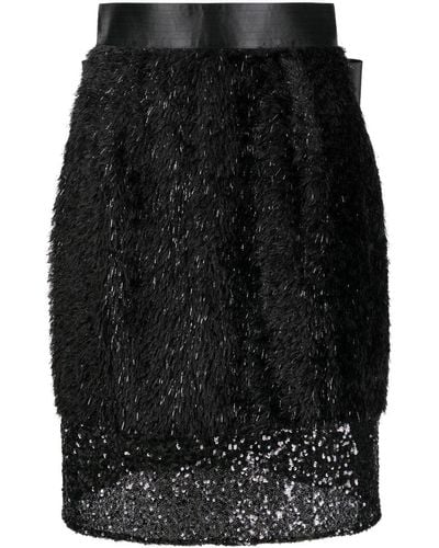 Undercover Layered Faux-fur Pencil Skirt - Black