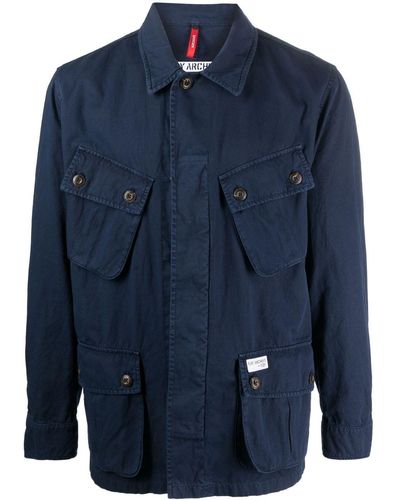 Fay Cargo-pocket Cotton-linen/flax Jacket - Blue