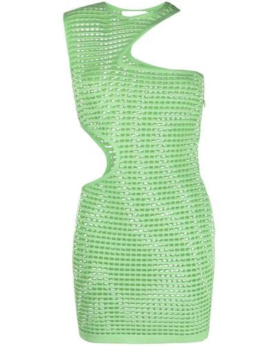Genny Open-knit Cut-out Mini Dress - Green