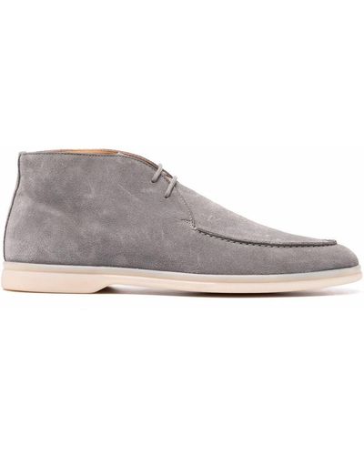 SCAROSSO Lace-up Suede Boots - Grey