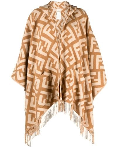 Fendi Poncho con motivo FF en jacquard - Marrón