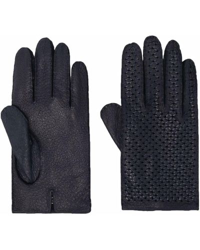 Kiton Perforated Leather Gloves - Blue