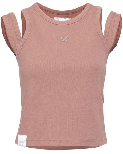 Izzue Cut-out Logo-stamp Top - Pink