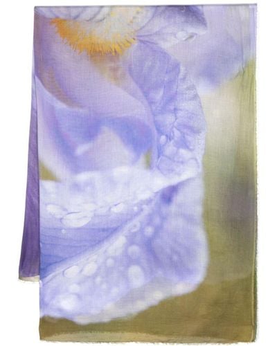Faliero Sarti Iris Sjaal Met Bloemenprint - Blauw