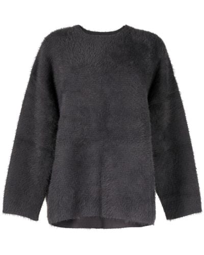 B+ AB Crew-neck Brushed-effect Sweater - Black