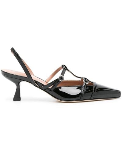 SCAROSSO Selena 50mm Patent-leather Court Shoes - Black
