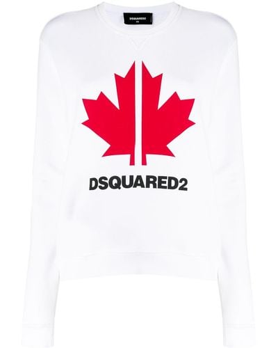 DSquared² Sweater Met Bladeren Print - Wit