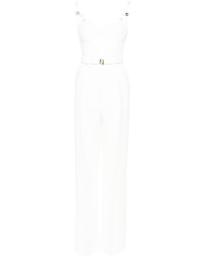 Elisabetta Franchi Belted Crepe Jumpsuit - White