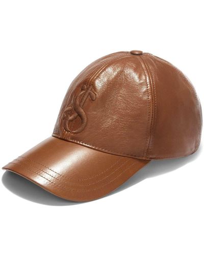 Jil Sander Cappello da baseball in pelle - Marrone