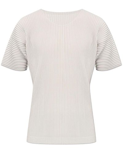 Homme Plissé Issey Miyake T-shirt a maniche corte - Bianco