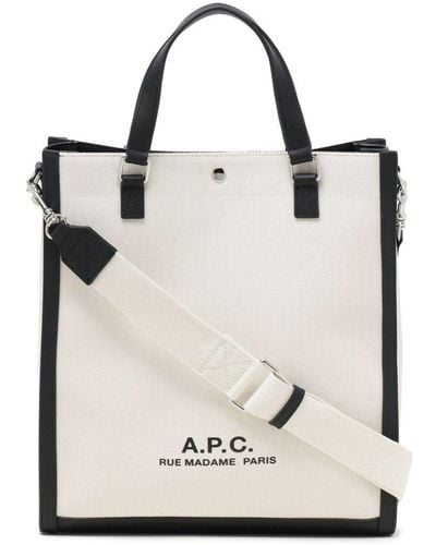A.P.C. Bum bag aus kalbsleder mit logo-print - Weiß