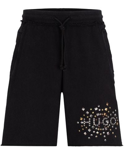 HUGO Pantalones cortos de chándal con logo - Negro