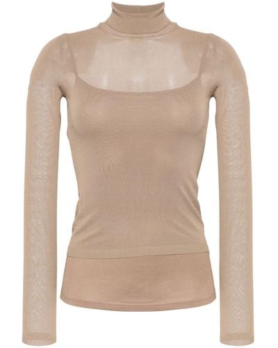 Max Mara Fine-knit High-neck Sweater - Women's - Polyester/viscose/spandex/elastane - Natural