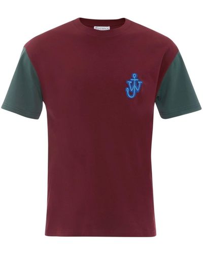 JW Anderson T-Shirt mit Kontrastärmeln - Rot