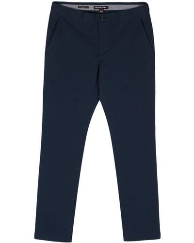 Michael Kors Pantalones rectos de tejido seersucker - Azul