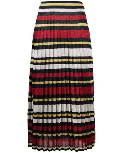 Gucci Fully-pleated Silk-blend Striped Skirt - Red