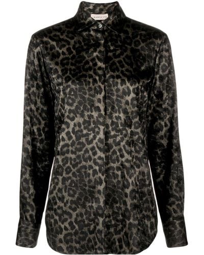 Blanca Vita Camisa con estampado de leopardo - Negro