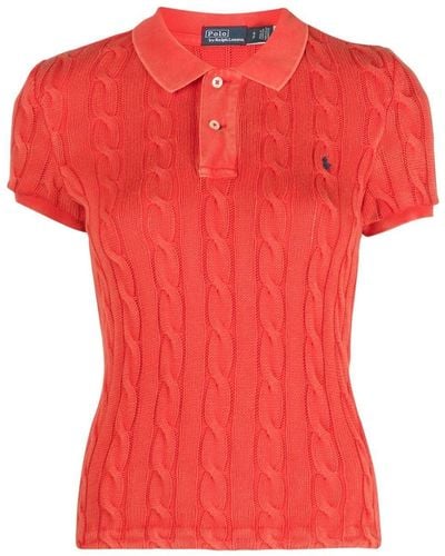 Polo Ralph Lauren Kabelgebreid Poloshirt - Rood