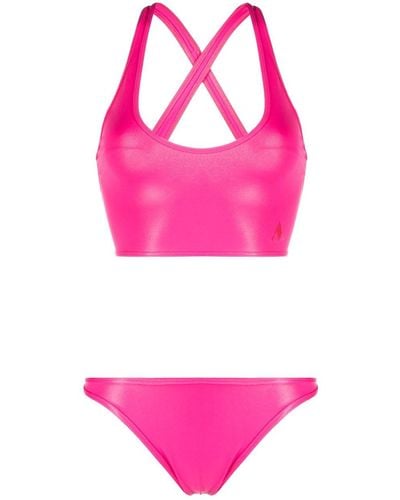 The Attico Bikini con logo bordado - Rosa