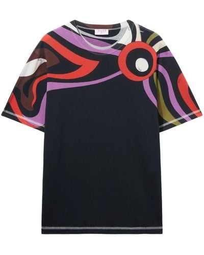 Emilio Pucci T-shirt superposé à imprimé Marmo - Noir