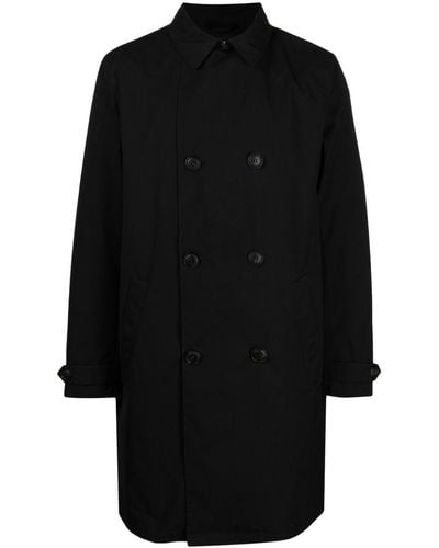 Emporio Armani Classic-collar Double-breasted Coat - Black