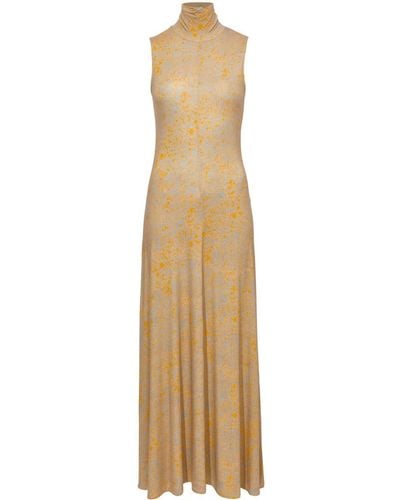 Proenza Schouler Abstract-print High-neck Dress - Natural