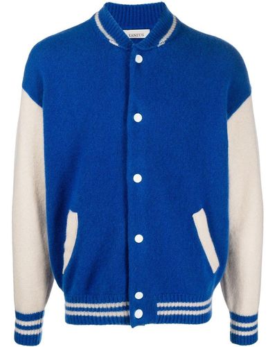 Laneus Knitted Varsity Jacket - Blue
