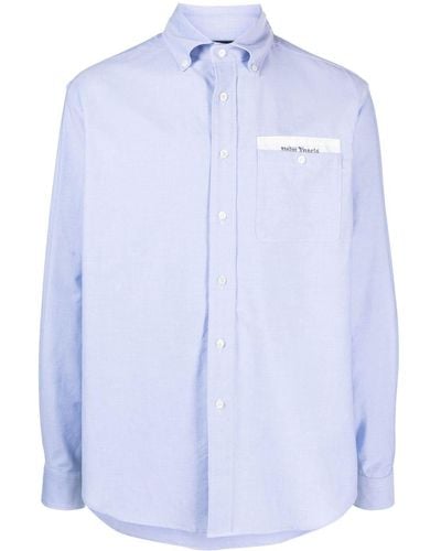 Palm Angels Sartorial-tape Cotton Shirt - Blue