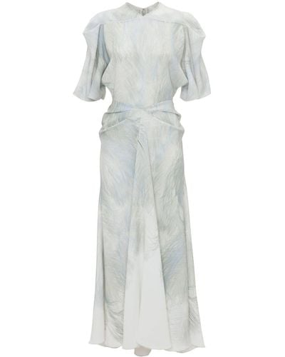 Victoria Beckham Feather-print Midi Dress - White