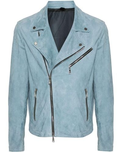 Tagliatore Zip-up Suede Jacket - Blue