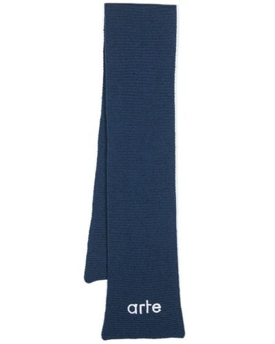 Arte' Aaron Logo-embroidered Scarf - Blue