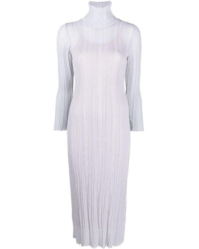 Antonino Valenti Metallic-threading Knitted Midi Dress - White