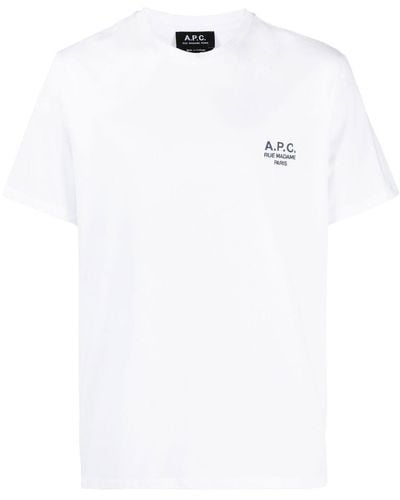 A.P.C. T-shirt en coton à logo brodé - Blanc