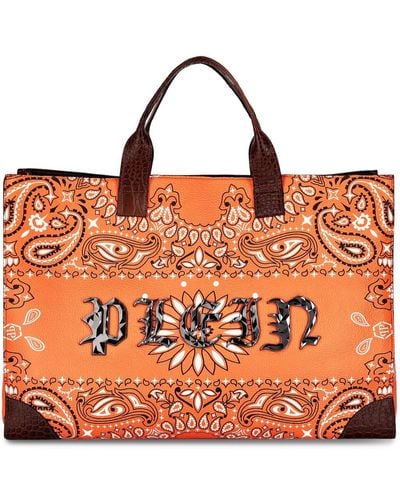 Philipp Plein Logo-print Cotton Tote Bag - Orange