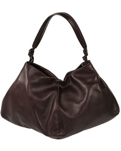 The Row Samia Leather Shoulder Bag - Brown