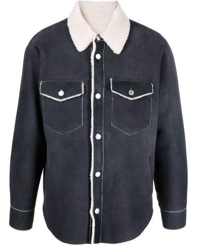 Marant Oversize Shearling Shirt Jacket - Blue